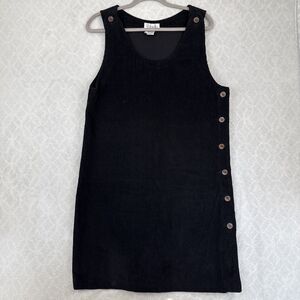 Vtg Rafaella Wale Corduroy Jumper Dress 10 Black Cotton Modest Cottagecore Fall